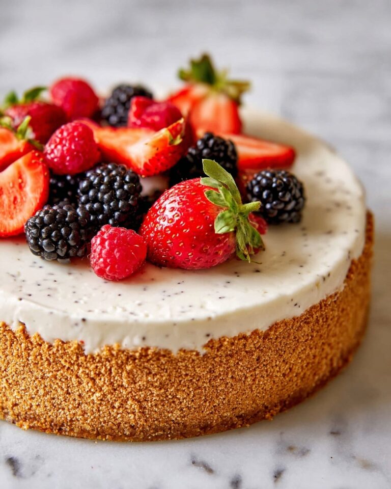 No-Bake Cheesecake with Graham Cracker Crust and Fresh Strawberry Topping Recipe