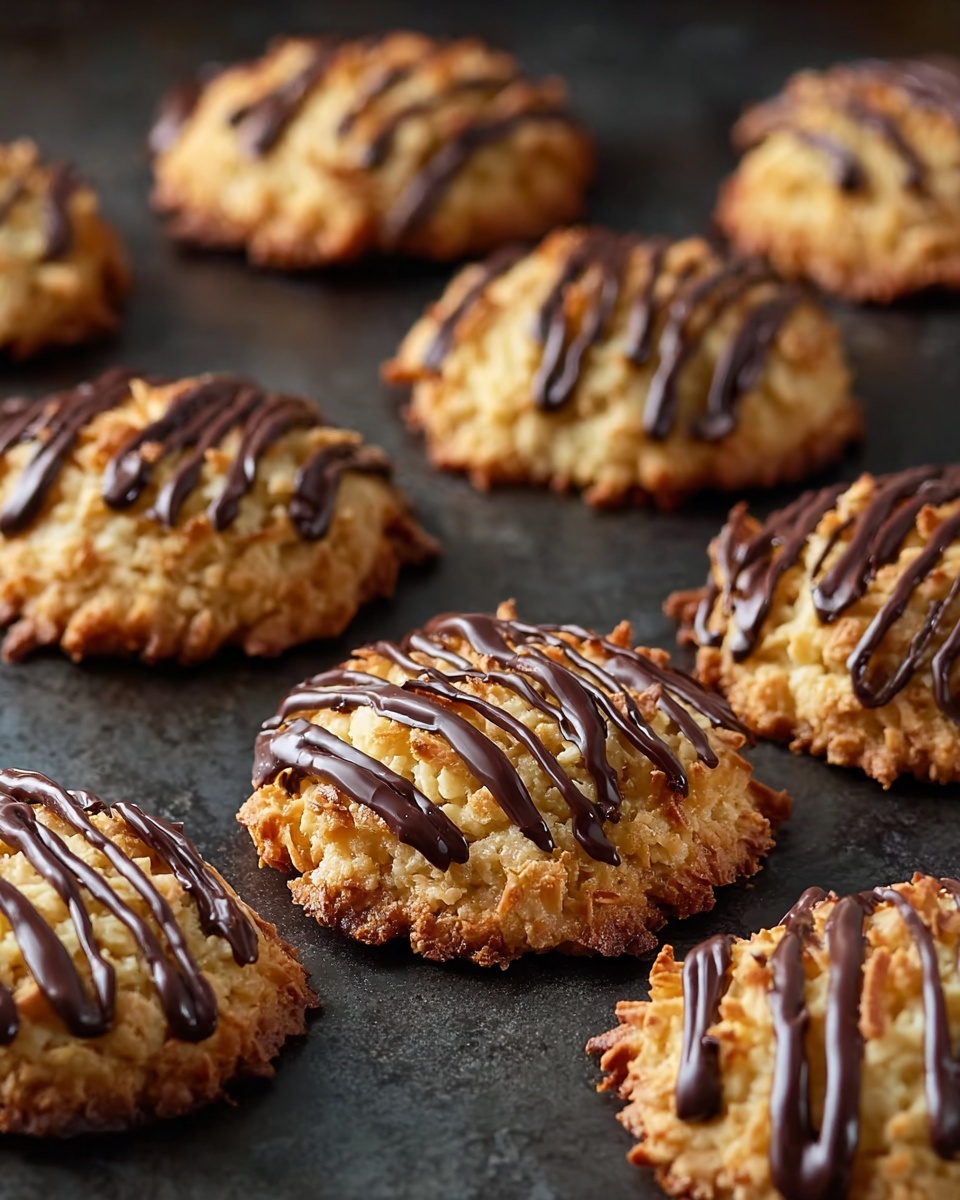 Chocolate Coconut Macaroons with Melted Chocolate Drizzle Recipe