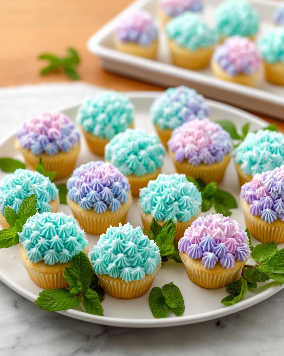 Hydrangea Cupcakes Recipe: Easy and Delicious Chocolate Cupcakes with Vibrant Piping Topping Recipe