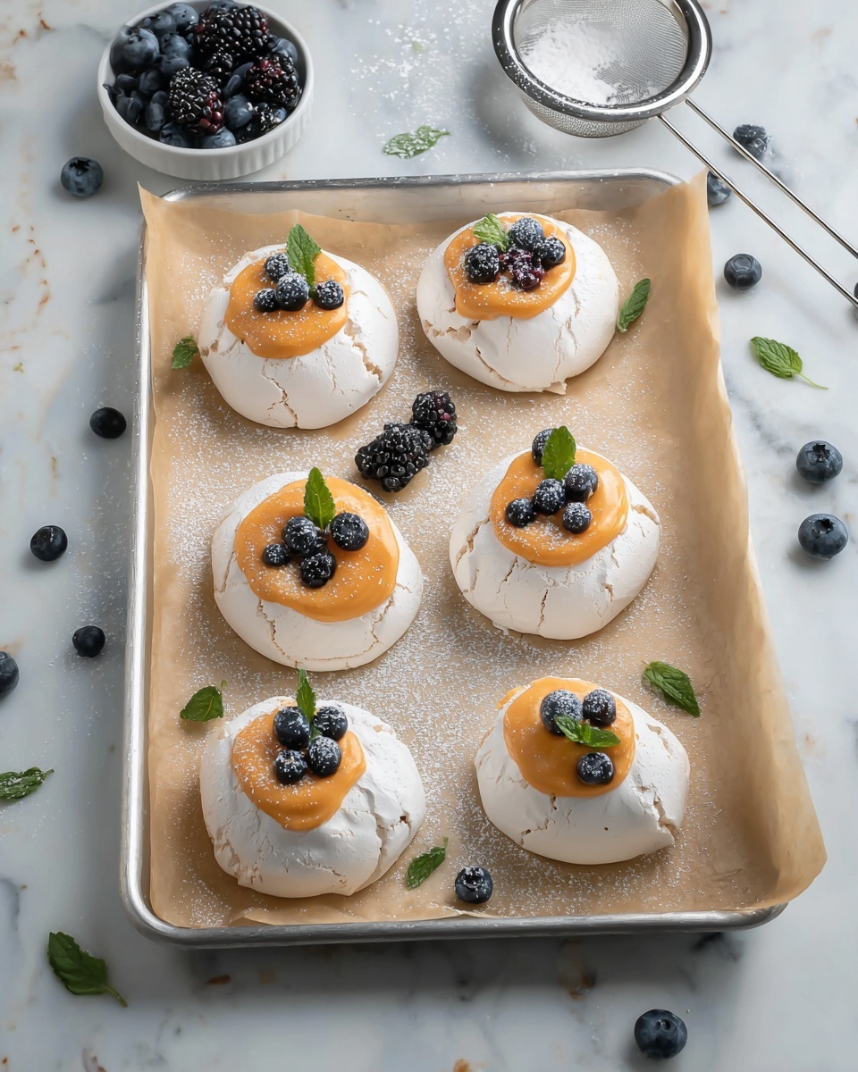 Gingery Citrus Curd Filled Meringues with Berries and Mint Recipe