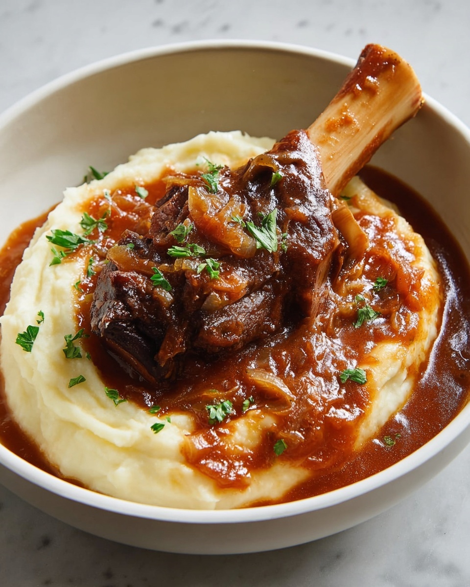 Greek-Style Braised Lamb Shanks with Mashed Potatoes Recipe