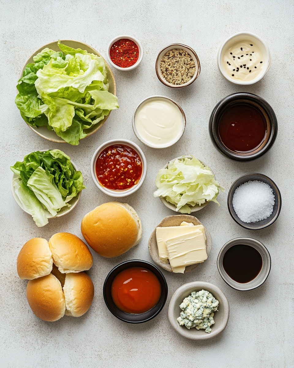The image shows a tray of small sandwiches arranged in neat rows. Each sandwich has a soft, light brown bun on top and bottom with a slightly shiny surface. Inside, there are three main layers: a base layer of shredded orange chicken placed on the bottom bun, a middle layer of fresh green shredded lettuce, and a top layer of creamy white sauce drizzled over the lettuce. Some lettuce pieces fall around the sandwiches, adding a fresh touch. The sandwiches sit on a dark tray placed over a white marbled surface, making the colors of the food stand out clearly. Photo taken with an iphone --ar 4:5 --v 7