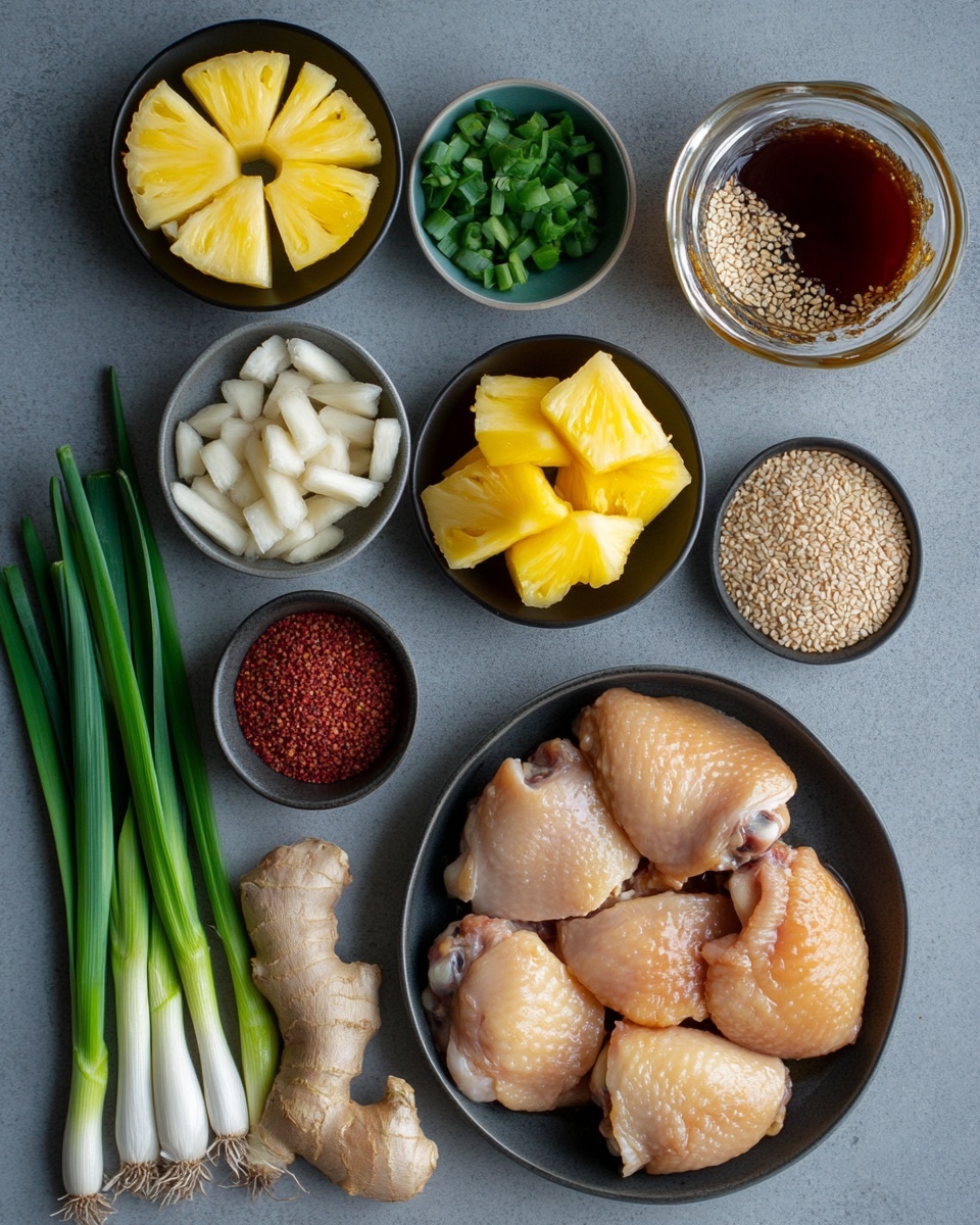 The image shows several pieces of grilled chicken thighs with a shiny, caramelized glaze, placed on a dark grill grate. Each piece has dark, almost black grill marks and slightly charred edges, giving it a rich texture. On top of the chicken pieces are small green slices of fresh scallions, adding a pop of color. The chicken has a glossy, sticky sauce that looks sweet and savory. The background has a blurred view of more grilled chicken pieces, focusing on the front chicken thigh. photo taken with an iphone --ar 4:5 --v 7