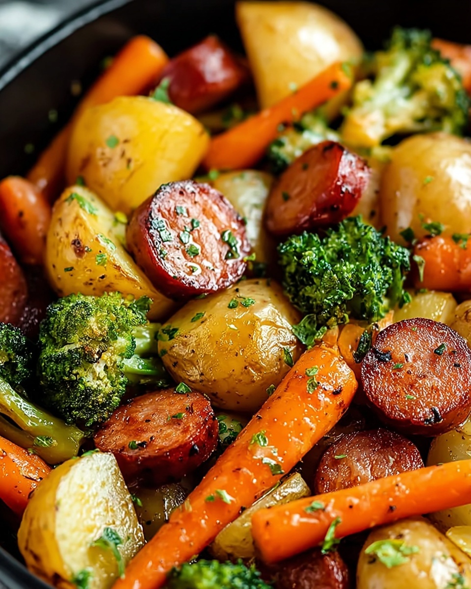 One Pan Honey Garlic Kielbasa and Veggies Recipe