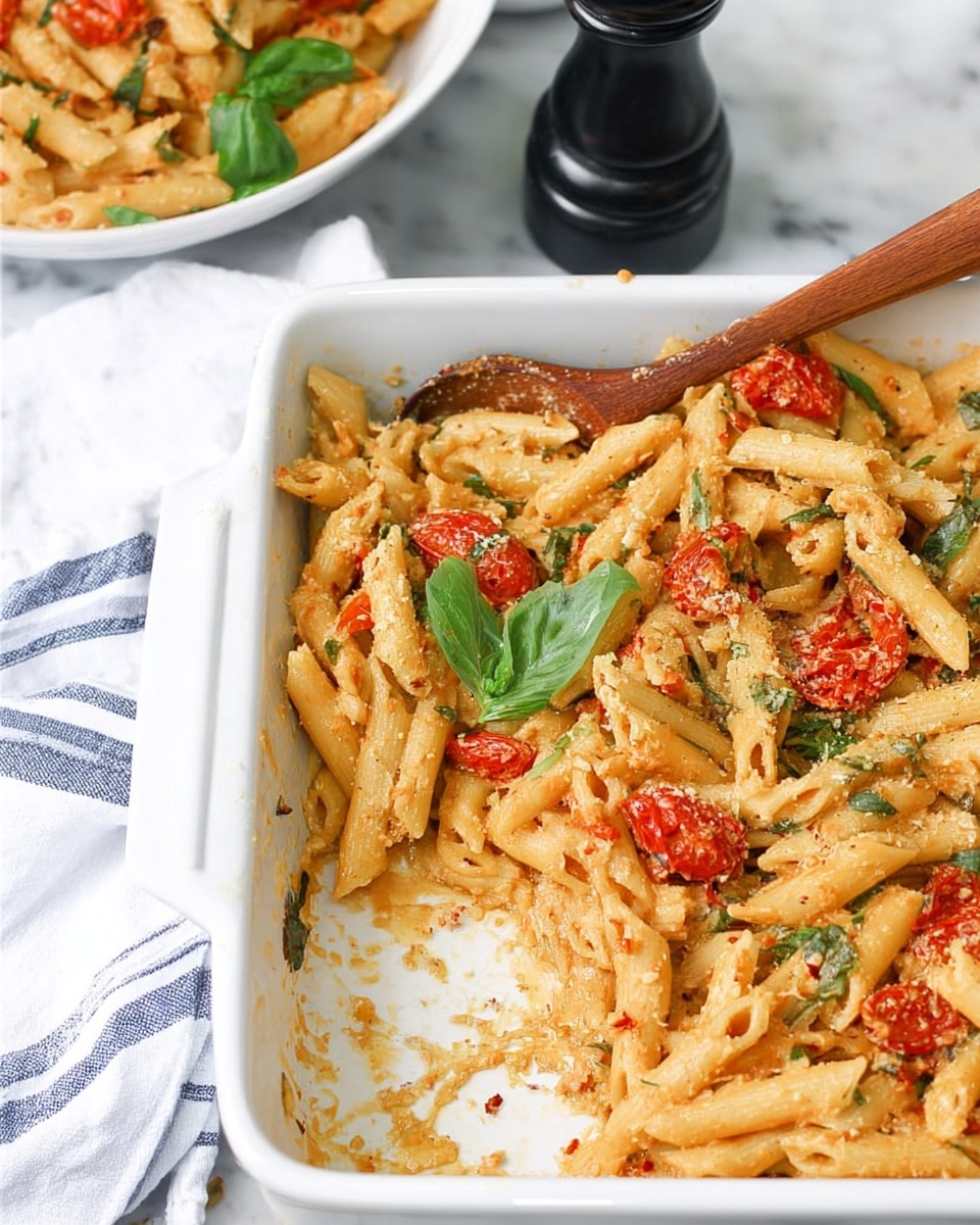 Creamy Baked Feta Pasta with Chicken and Tomatoes Recipe