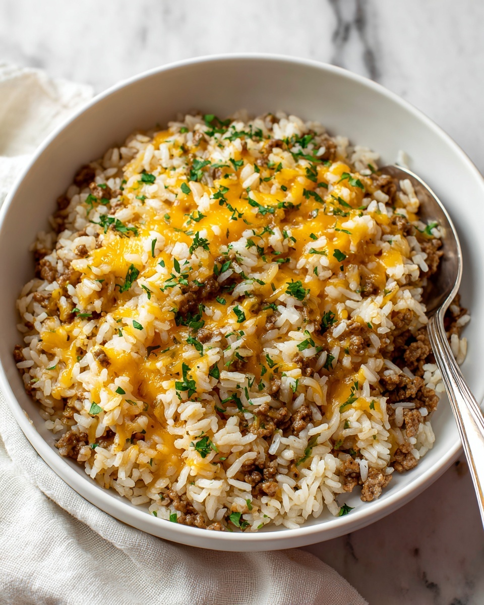 Cheesy Ground Beef and Rice Casserole Recipe